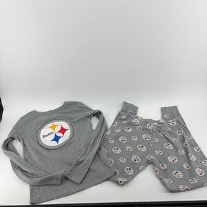 NFL Pittsburgh Steelers Youth Pajama Set Gray Long Sleeve PJs Size L 14/16